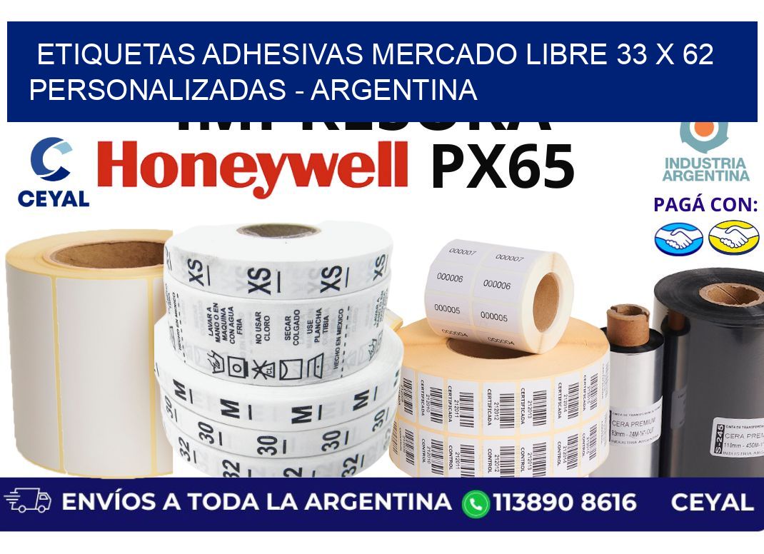 etiquetas adhesivas mercado libre 33 x 62 personalizadas – Argentina