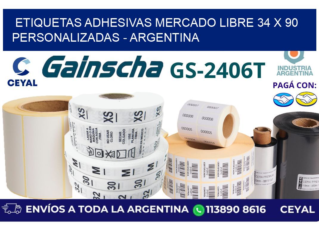 etiquetas adhesivas mercado libre 34 x 90 personalizadas - Argentina