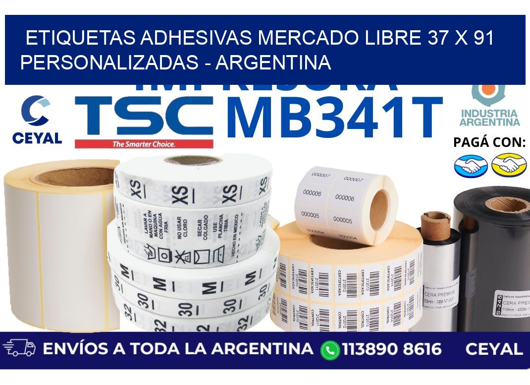 etiquetas adhesivas mercado libre 37 x 91 personalizadas - Argentina