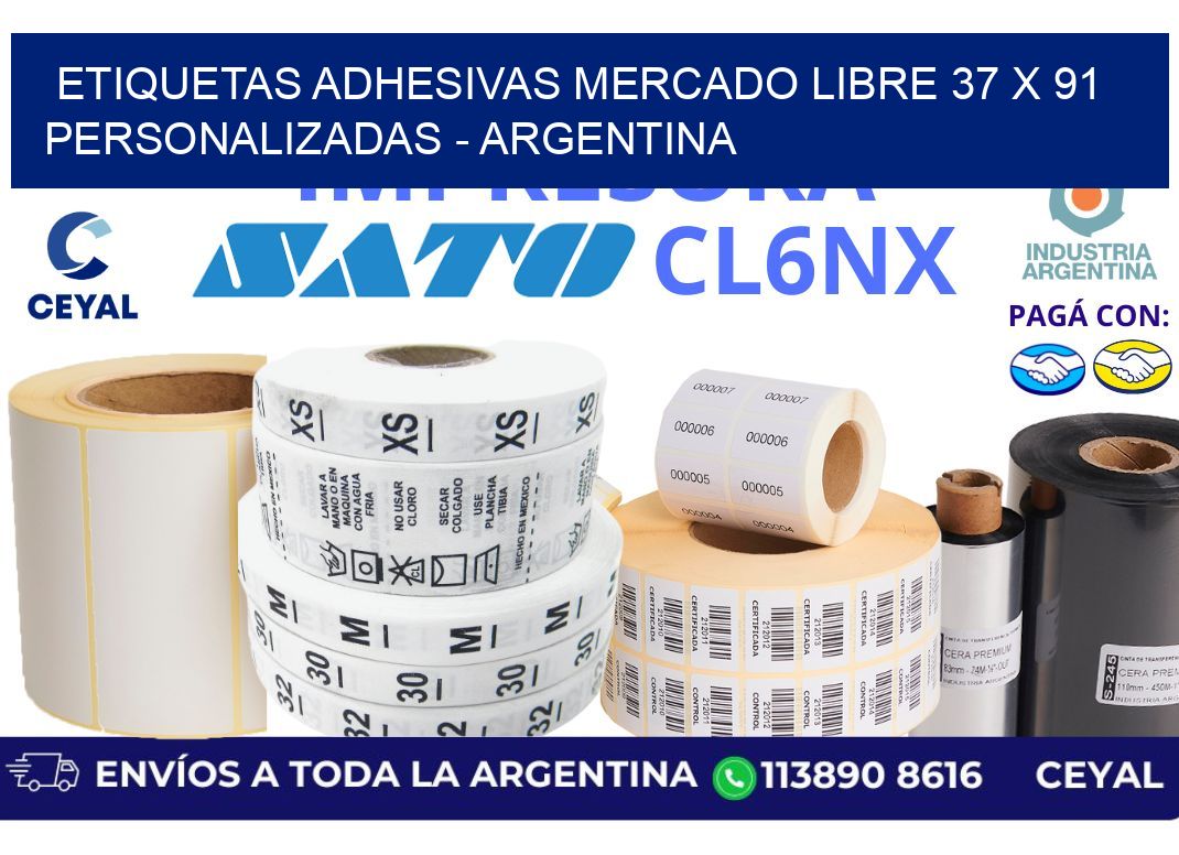 etiquetas adhesivas mercado libre 37 x 91 personalizadas – Argentina