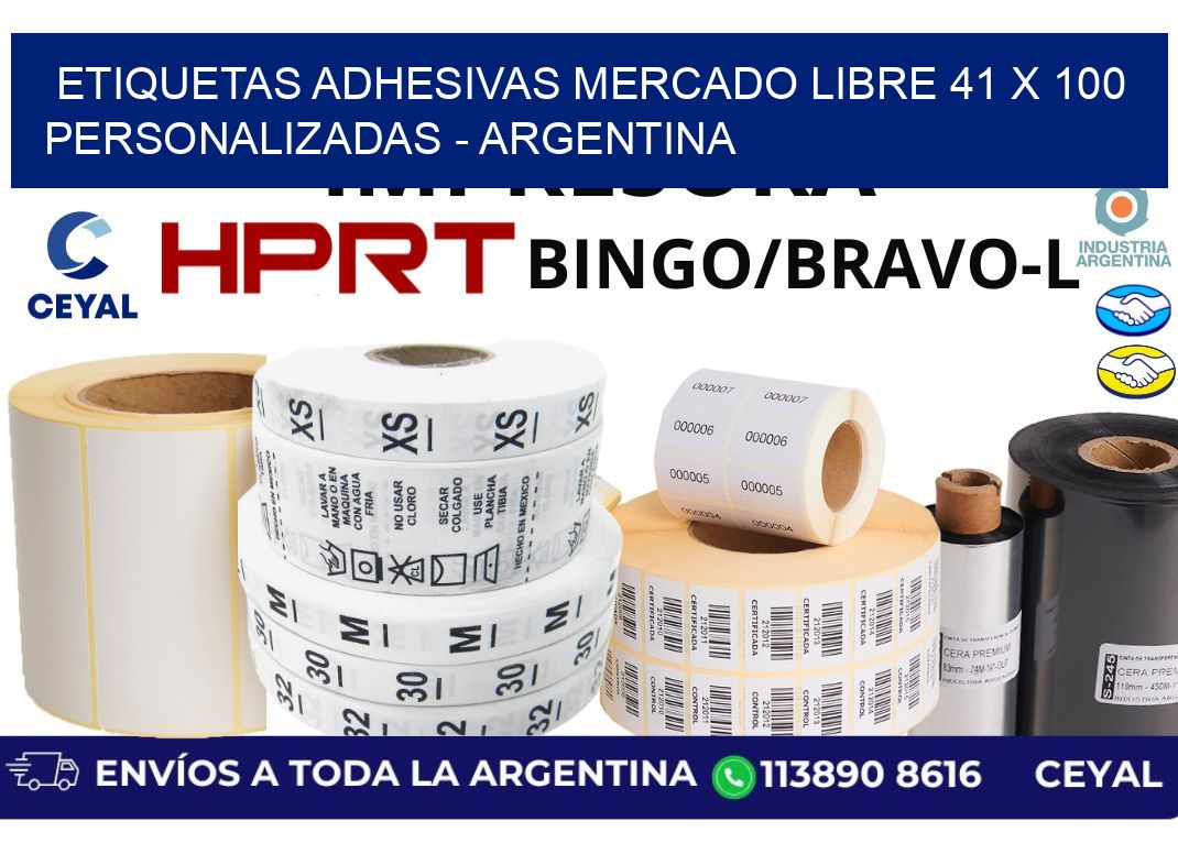 etiquetas adhesivas mercado libre 41 x 100 personalizadas - Argentina