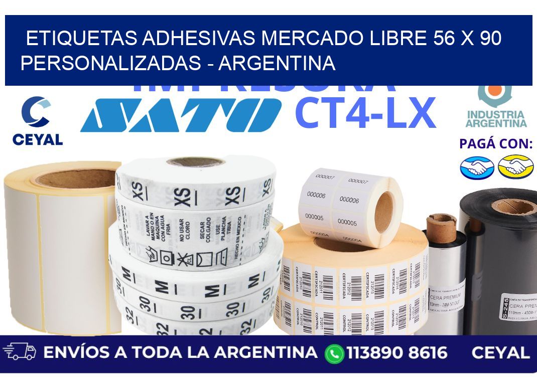 etiquetas adhesivas mercado libre 56 x 90 personalizadas - Argentina