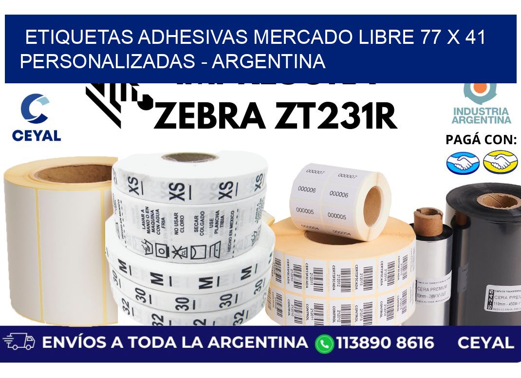 etiquetas adhesivas mercado libre 77 x 41 personalizadas – Argentina