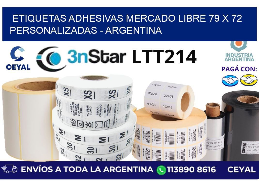 etiquetas adhesivas mercado libre 79 x 72 personalizadas - Argentina