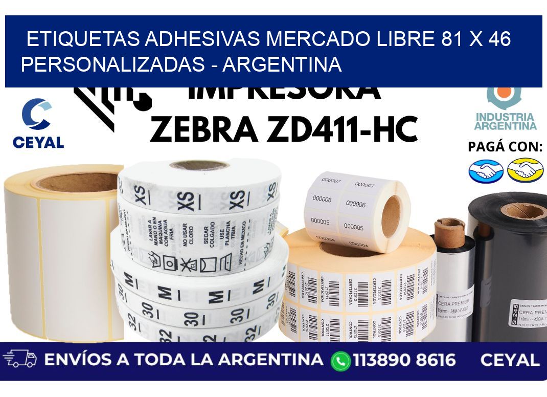 etiquetas adhesivas mercado libre 81 x 46 personalizadas - Argentina