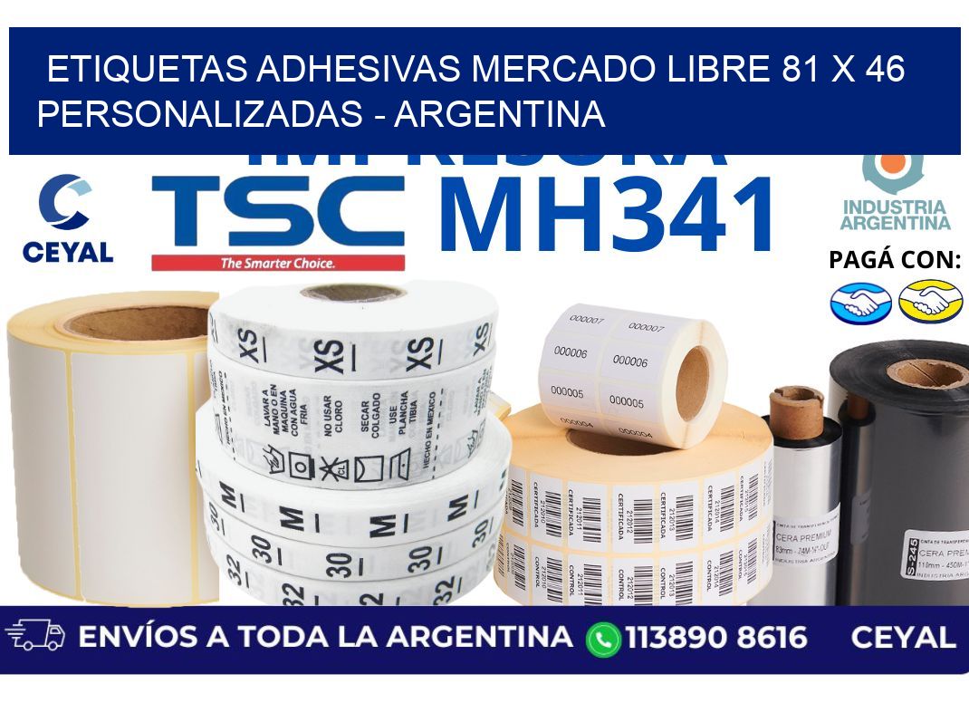 etiquetas adhesivas mercado libre 81 x 46 personalizadas – Argentina