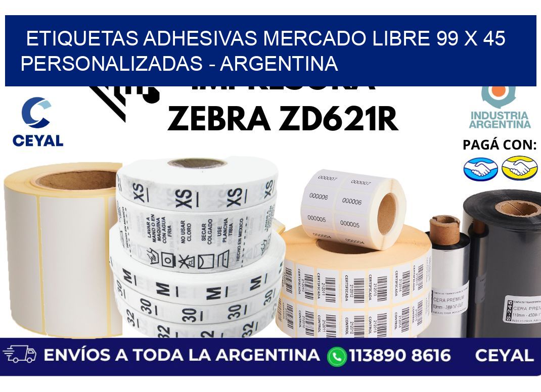 etiquetas adhesivas mercado libre 99 x 45 personalizadas - Argentina