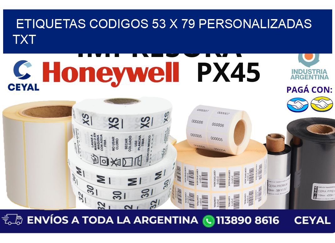 etiquetas codigos 53 x 79 personalizadas txt