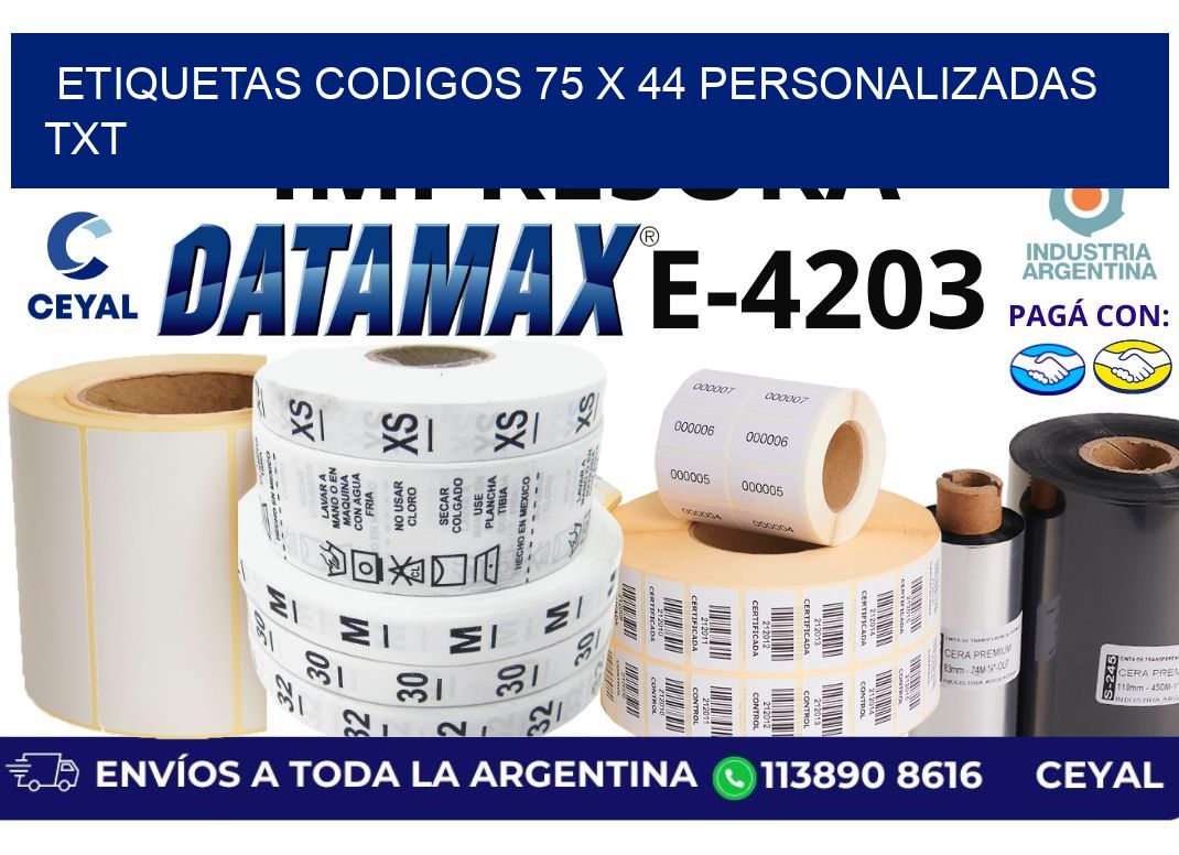etiquetas codigos 75 x 44 personalizadas txt