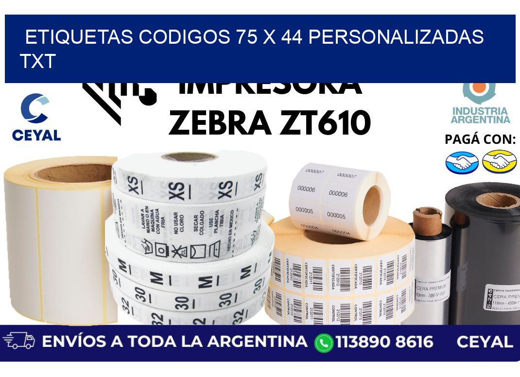 etiquetas codigos 75 x 44 personalizadas txt