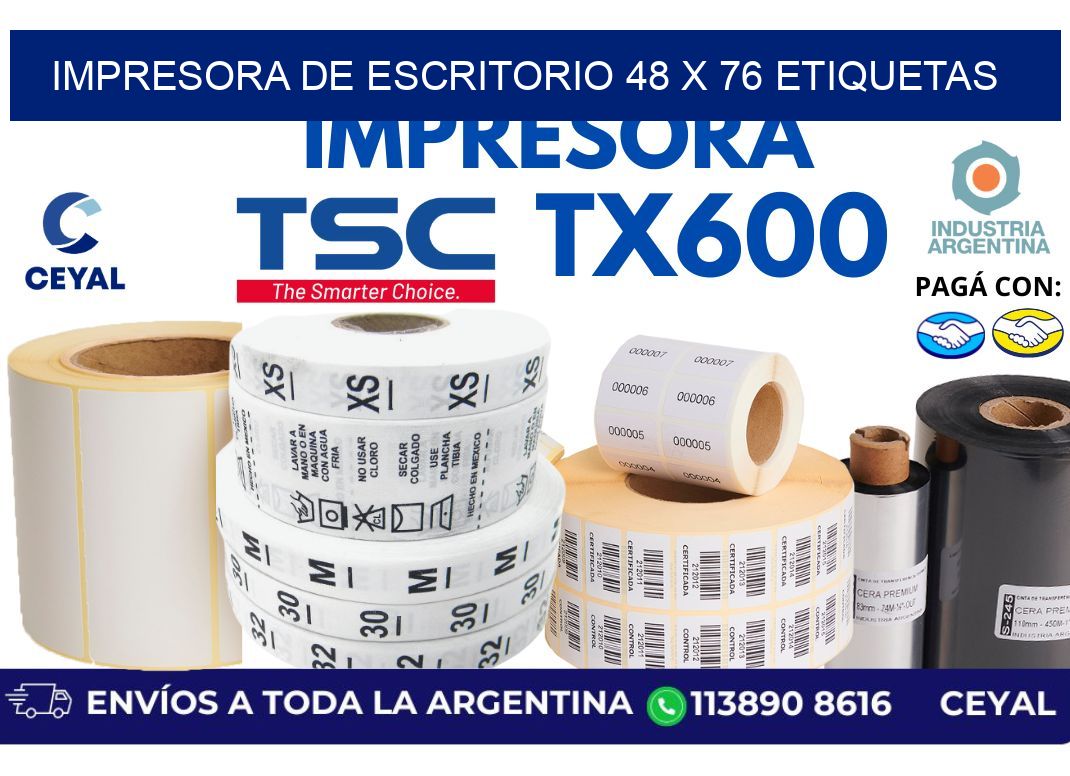 impresora de escritorio 48 x 76 etiquetas