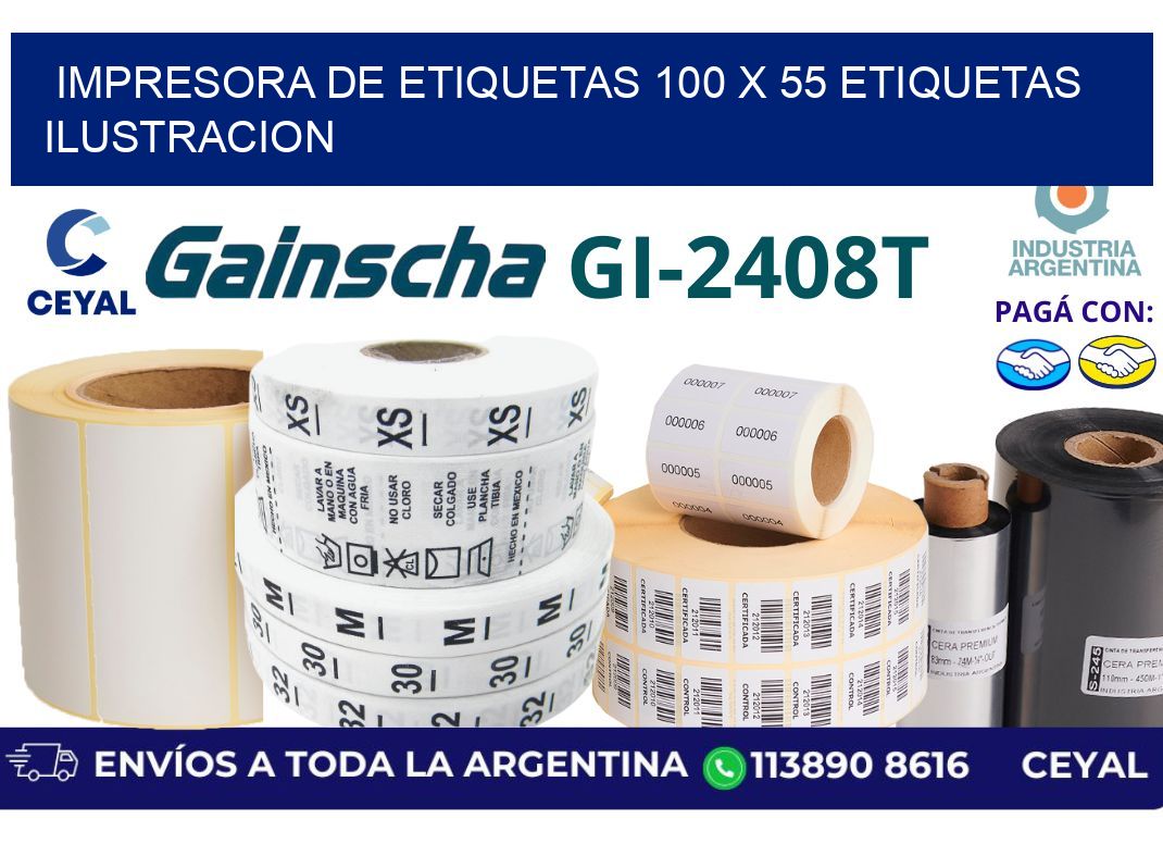 impresora de etiquetas 100 x 55 etiquetas ilustracion