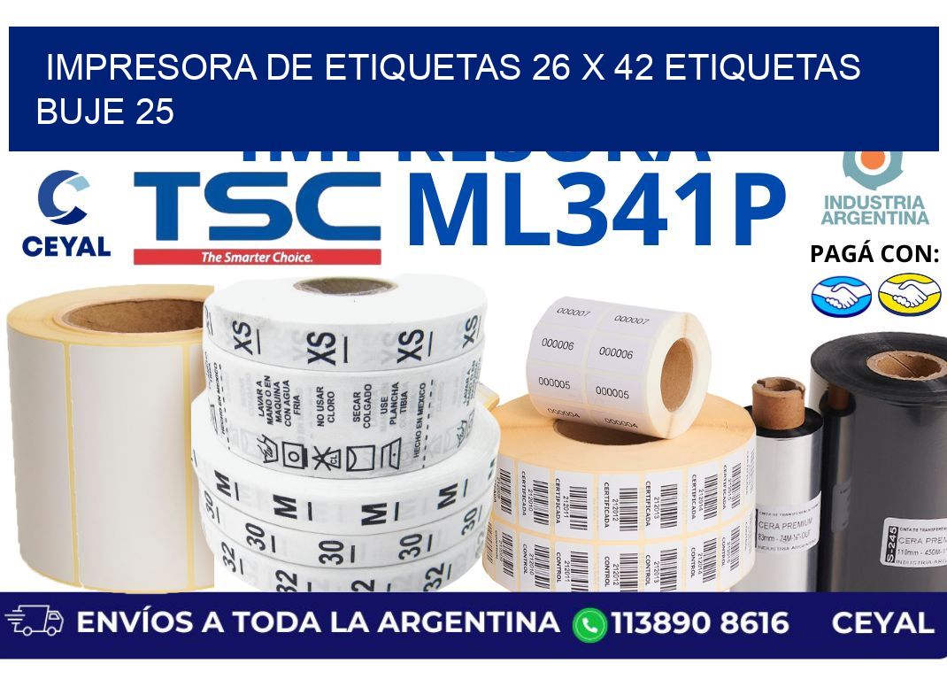 impresora de etiquetas 26 x 42 etiquetas  buje 25