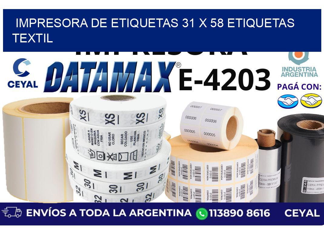 impresora de etiquetas 31 x 58 etiquetas textil