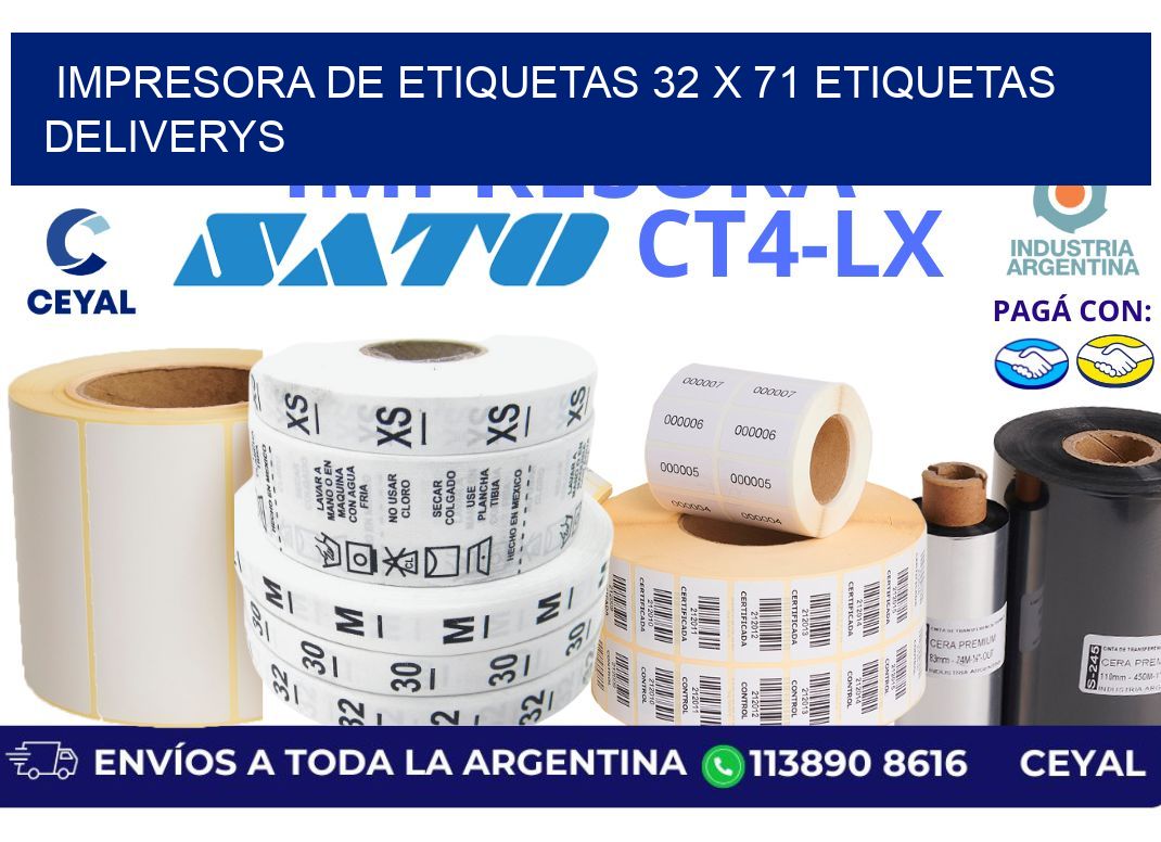 impresora de etiquetas 32 x 71 etiquetas deliverys