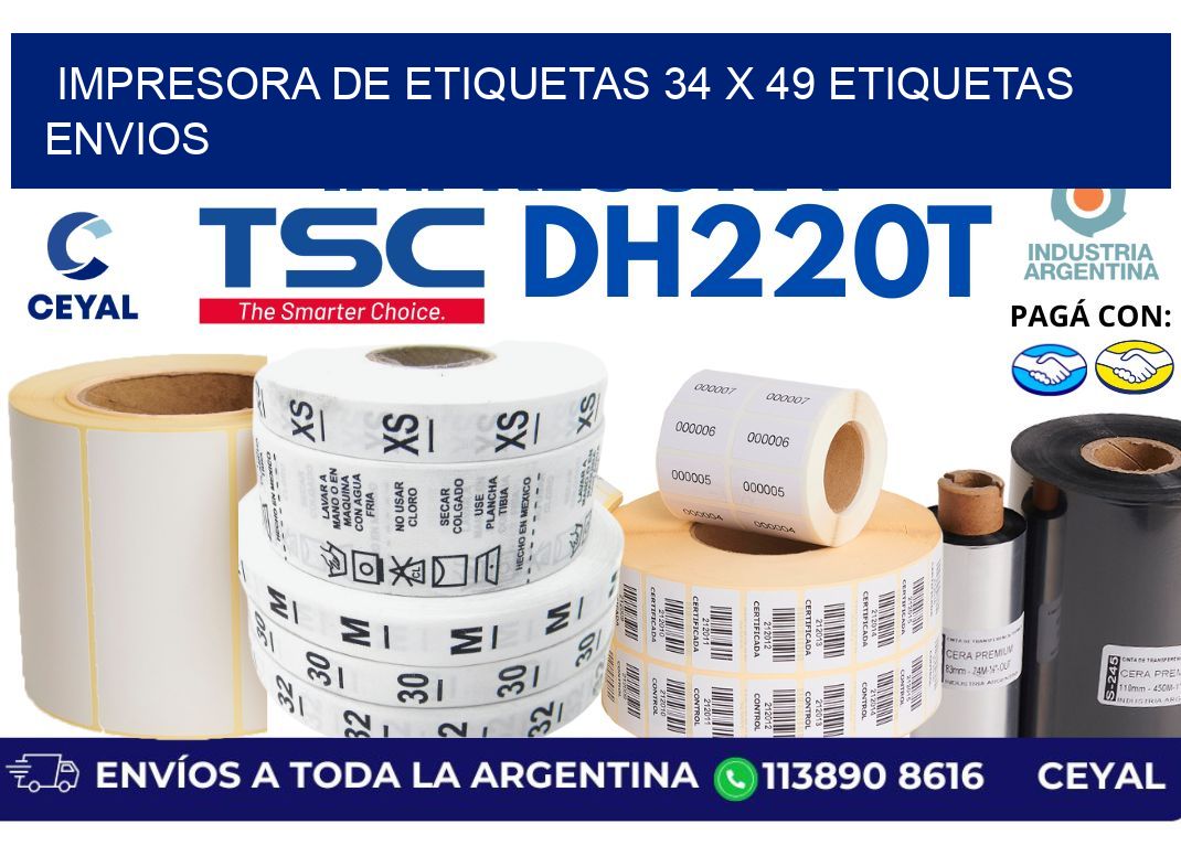 impresora de etiquetas 34 x 49 etiquetas envios