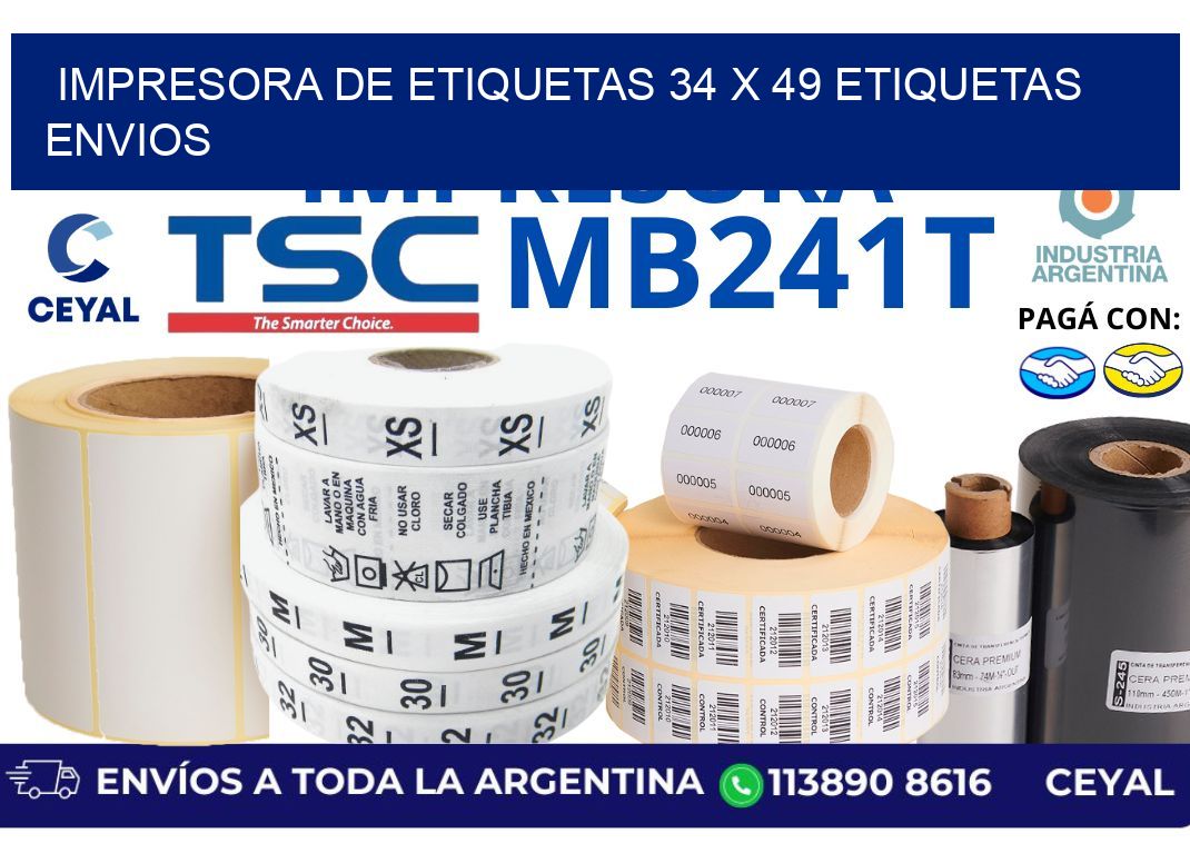 impresora de etiquetas 34 x 49 etiquetas envios