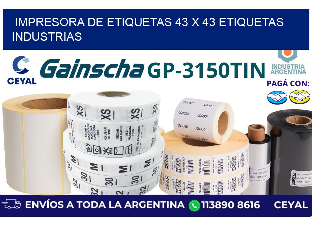 impresora de etiquetas 43 x 43 etiquetas industrias