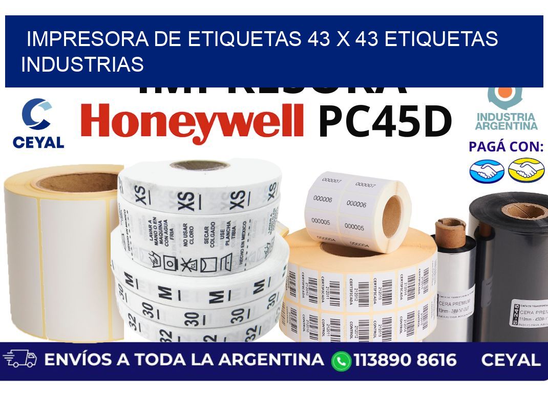 impresora de etiquetas 43 x 43 etiquetas industrias