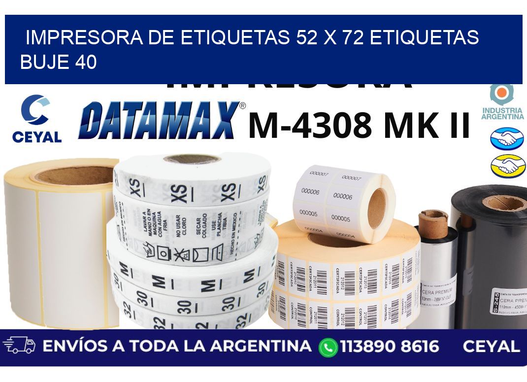 impresora de etiquetas 52 x 72 etiquetas buje 40
