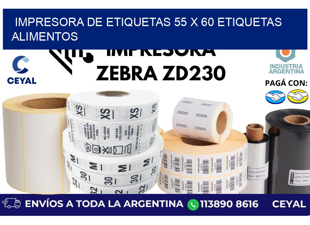 impresora de etiquetas 55 x 60 etiquetas alimentos