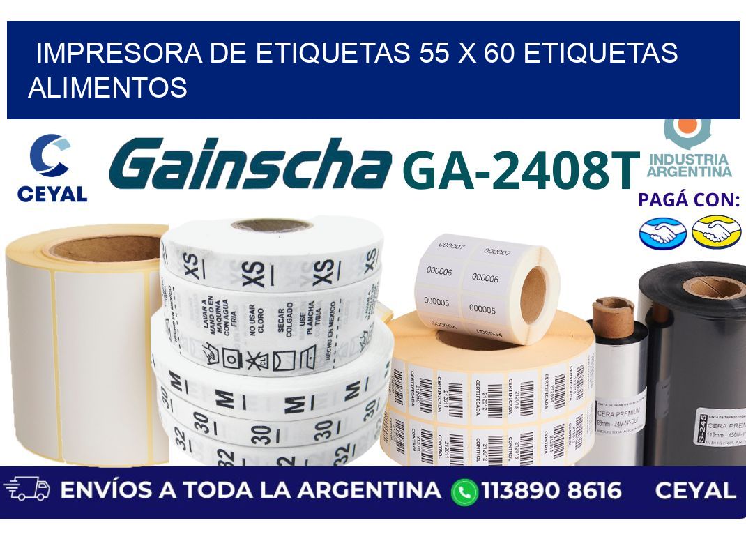 impresora de etiquetas 55 x 60 etiquetas alimentos