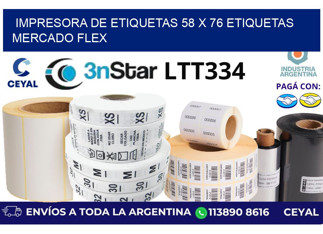 impresora de etiquetas 58 x 76 etiquetas mercado flex