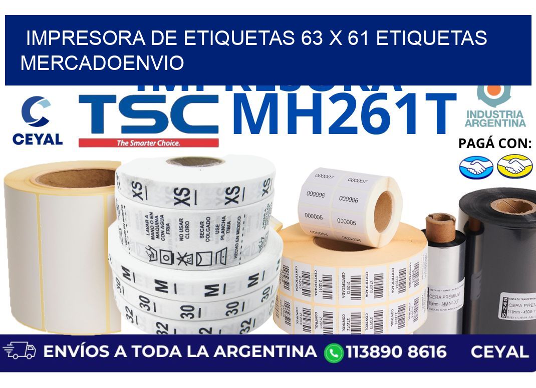 impresora de etiquetas 63 x 61 etiquetas mercadoenvio