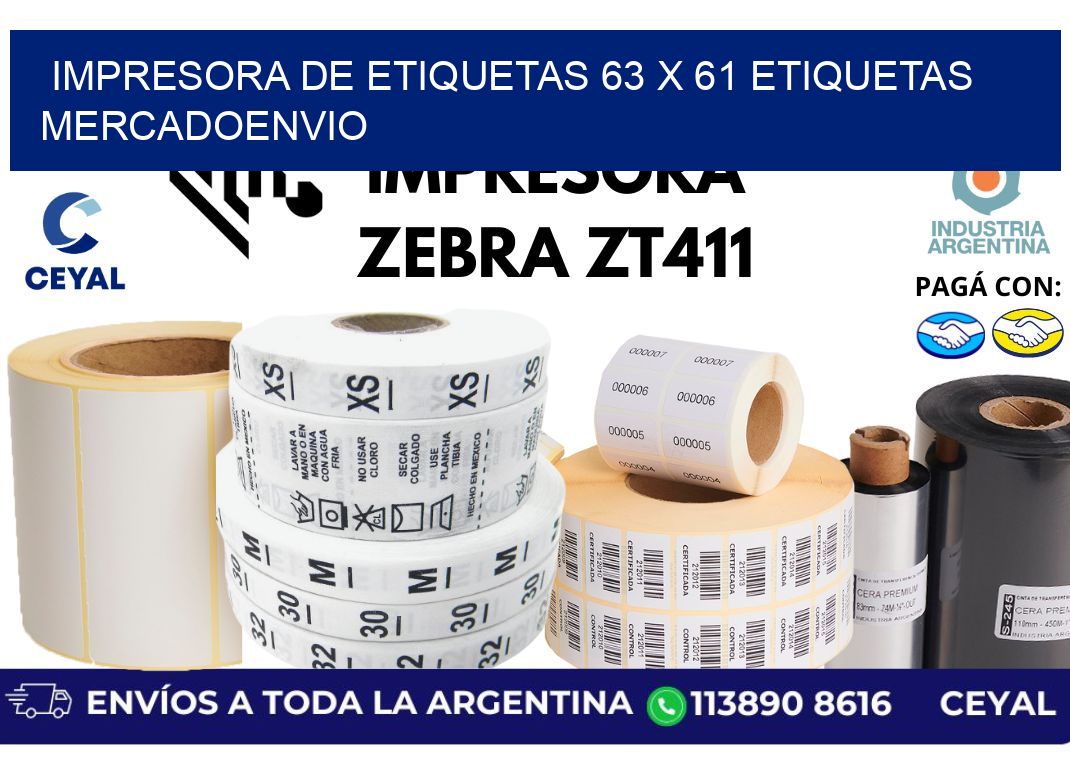 impresora de etiquetas 63 x 61 etiquetas mercadoenvio