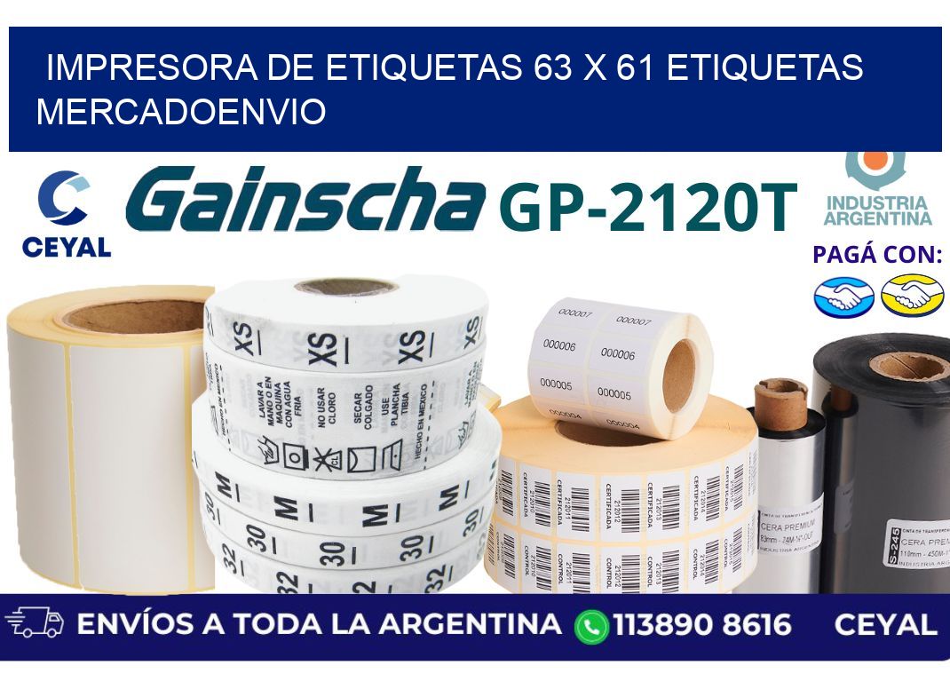 impresora de etiquetas 63 x 61 etiquetas mercadoenvio