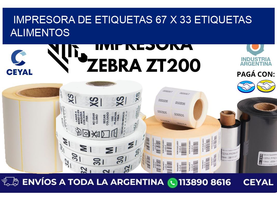 impresora de etiquetas 67 x 33 etiquetas alimentos