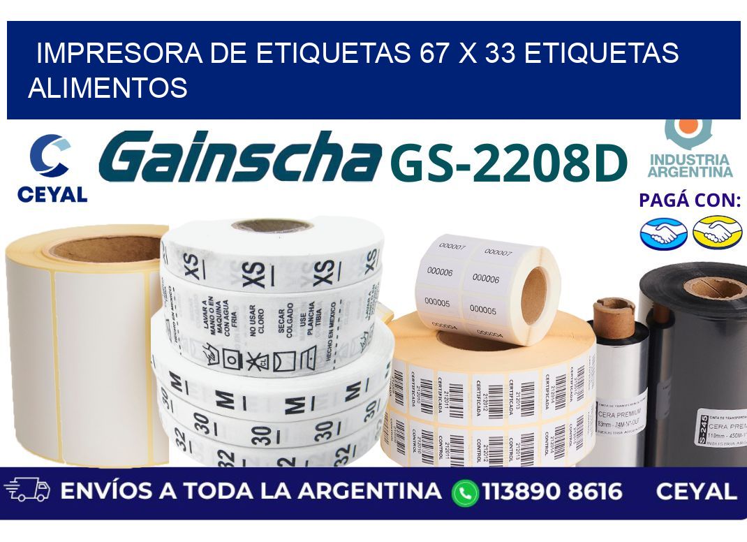 impresora de etiquetas 67 x 33 etiquetas alimentos