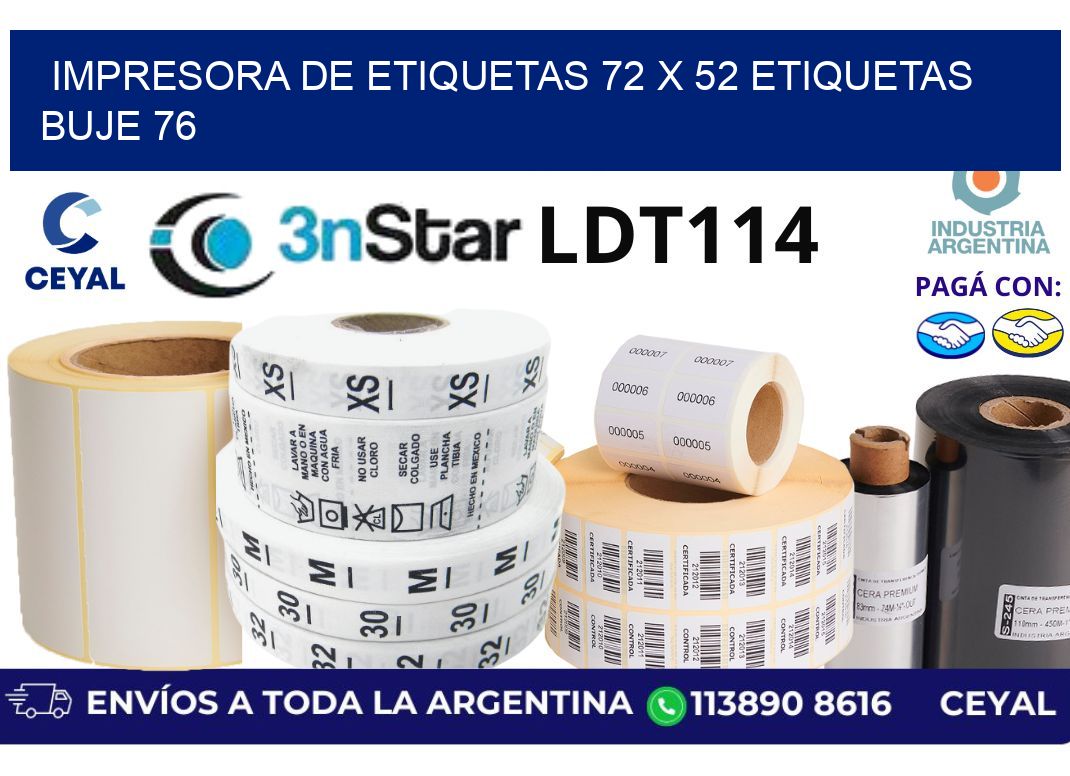 impresora de etiquetas 72 x 52 etiquetas buje 76