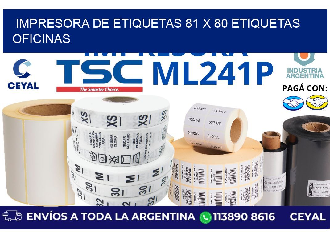 impresora de etiquetas 81 x 80 etiquetas oficinas