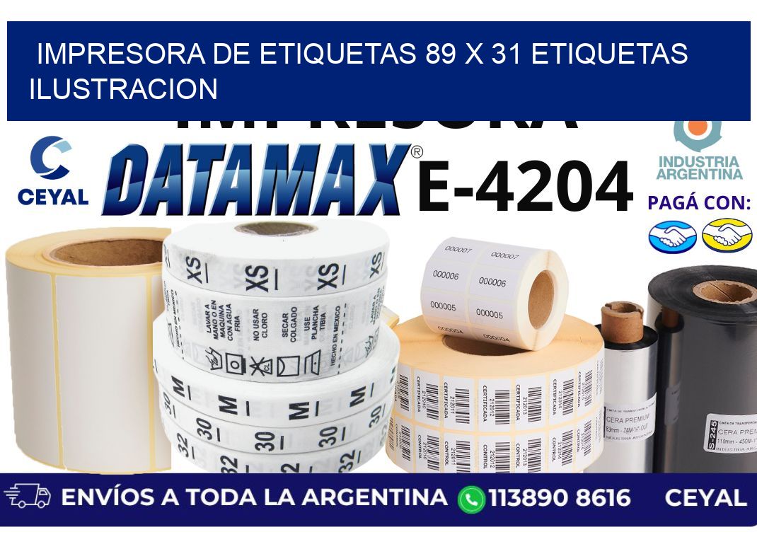 impresora de etiquetas 89 x 31 etiquetas ilustracion