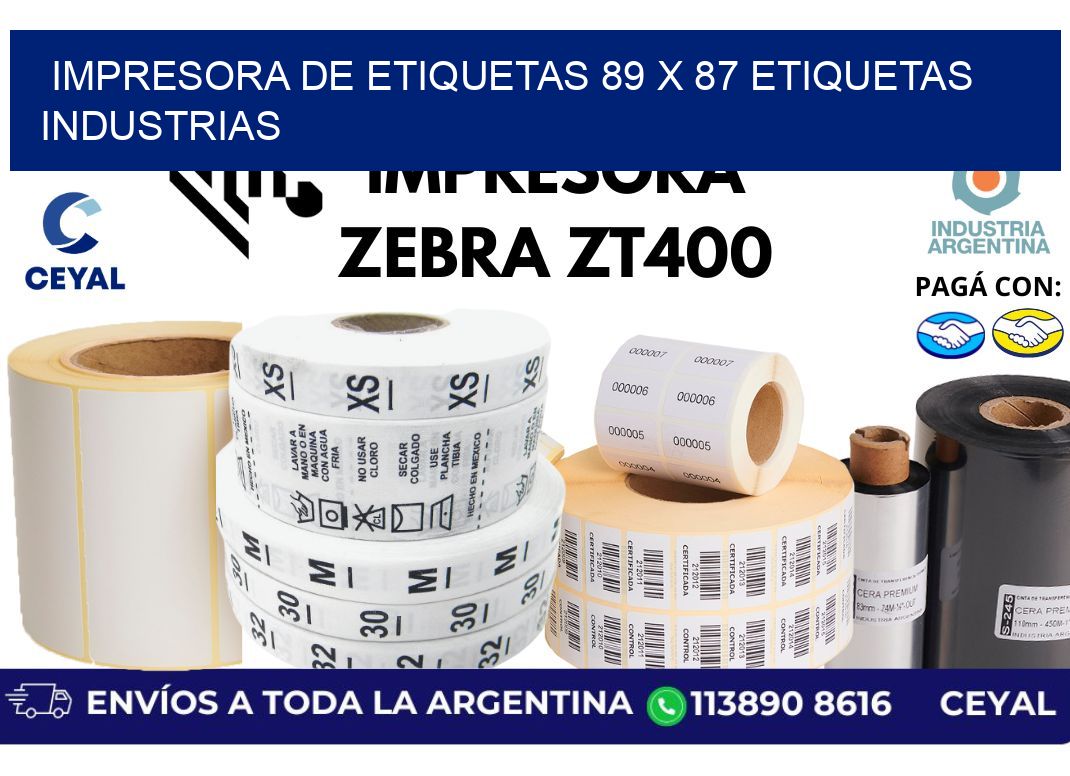 impresora de etiquetas 89 x 87 etiquetas industrias