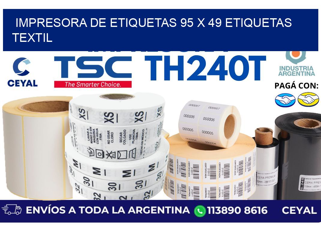 impresora de etiquetas 95 x 49 etiquetas textil