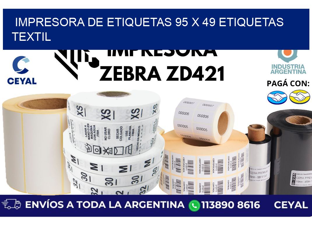 impresora de etiquetas 95 x 49 etiquetas textil