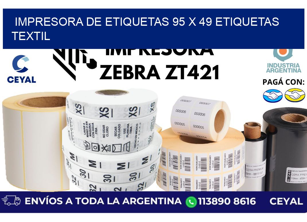 impresora de etiquetas 95 x 49 etiquetas textil