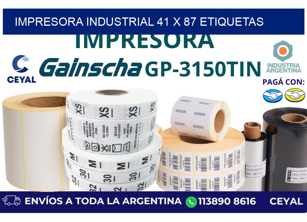 impresora industrial 41 x 87 etiquetas