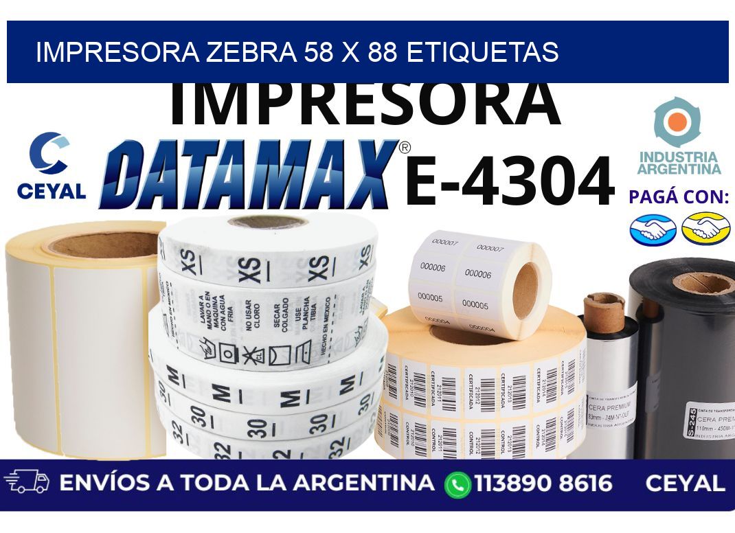 impresora zebra 58 x 88 etiquetas