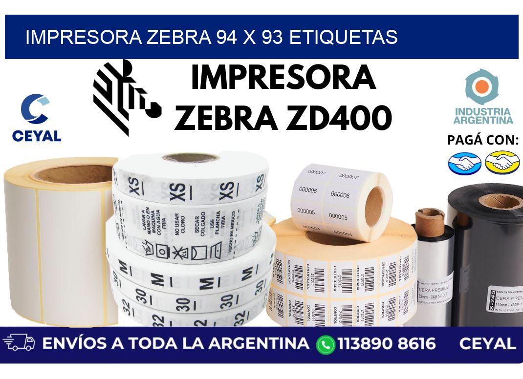 impresora zebra 94 x 93 etiquetas