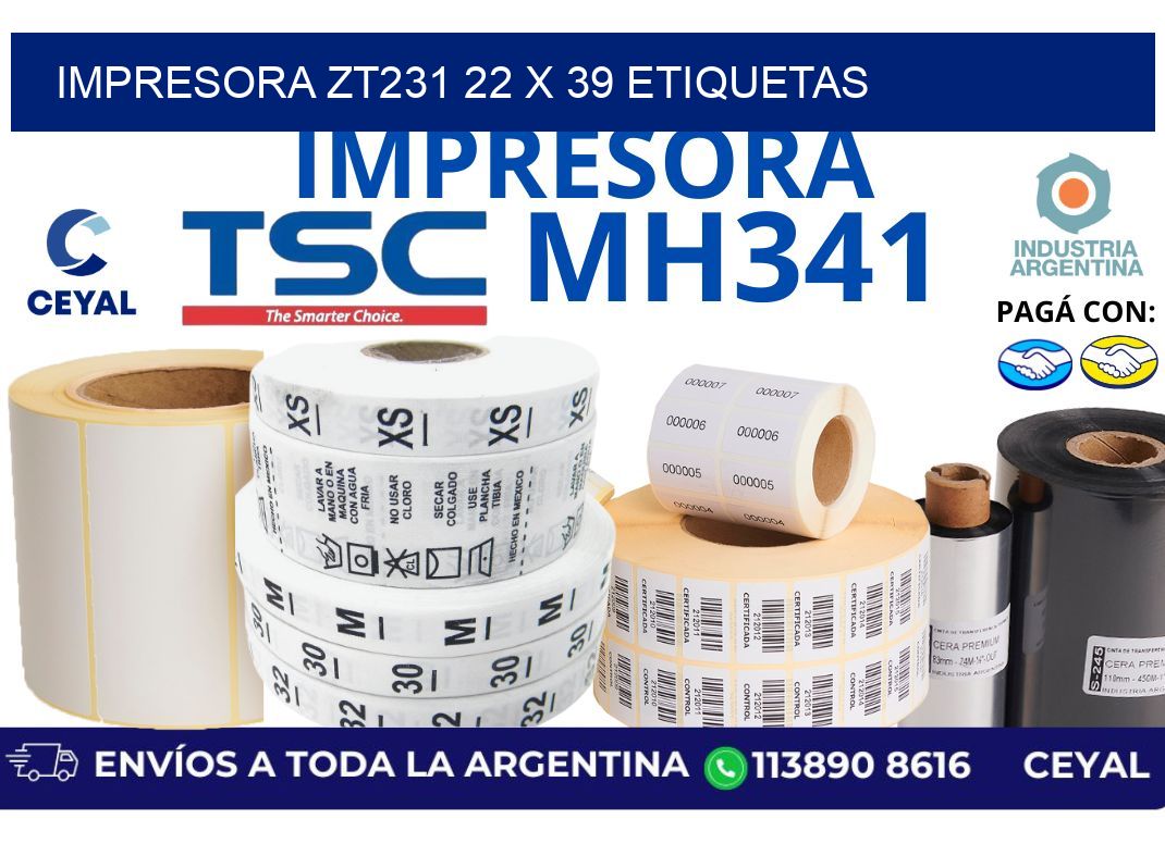 impresora zt231 22 x 39 etiquetas
