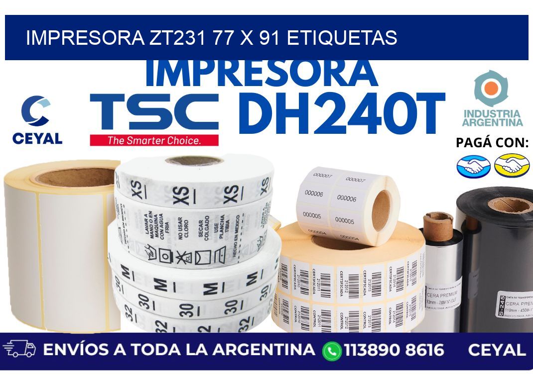 impresora zt231 77 x 91 etiquetas