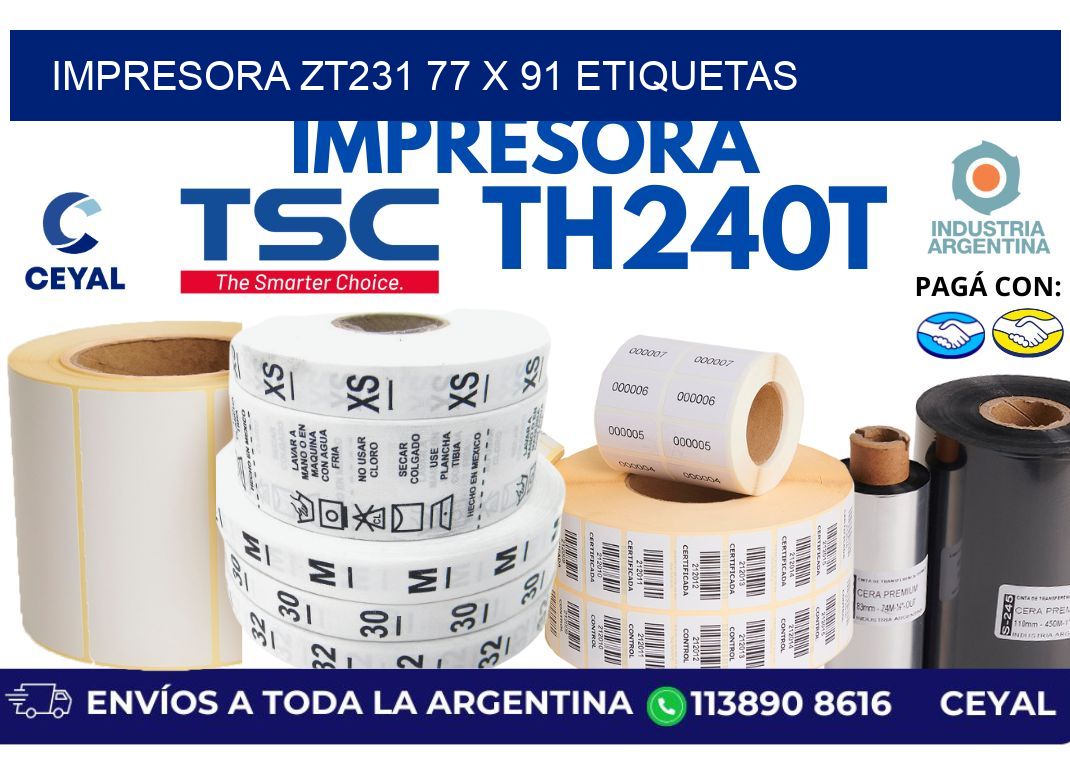 impresora zt231 77 x 91 etiquetas