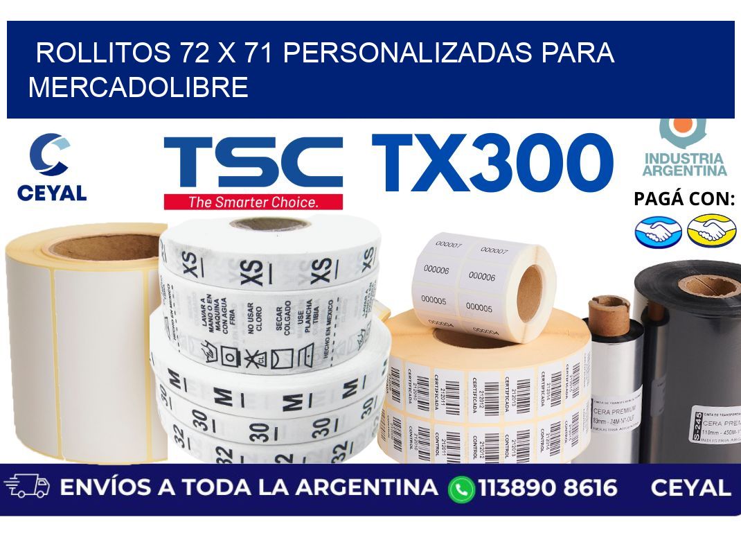 rollitos 72 x 71 personalizadas para mercadolibre