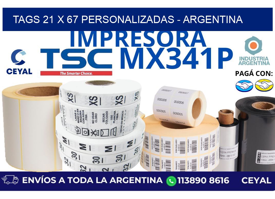 tags 21 x 67 personalizadas - Argentina