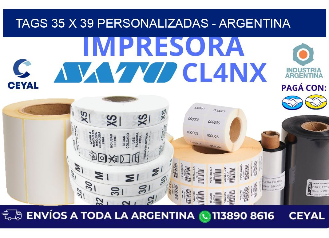 tags 35 x 39 personalizadas - Argentina