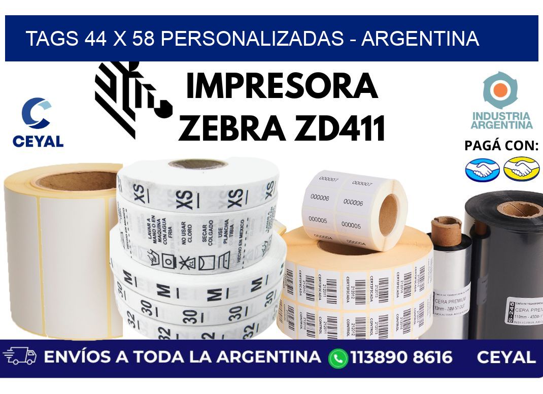 tags 44 x 58 personalizadas – Argentina