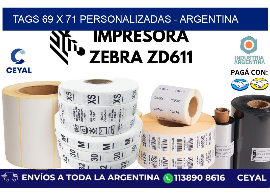 tags 69 x 71 personalizadas - Argentina